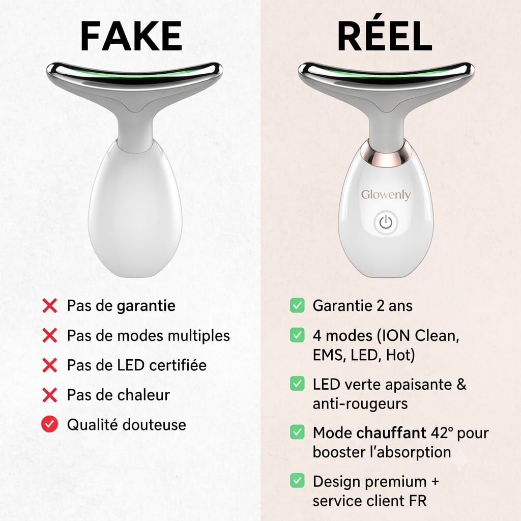 Masseur Visage LED Anti-Âge Chauffant — Repulpe et Raffermit en 5 Minutes
