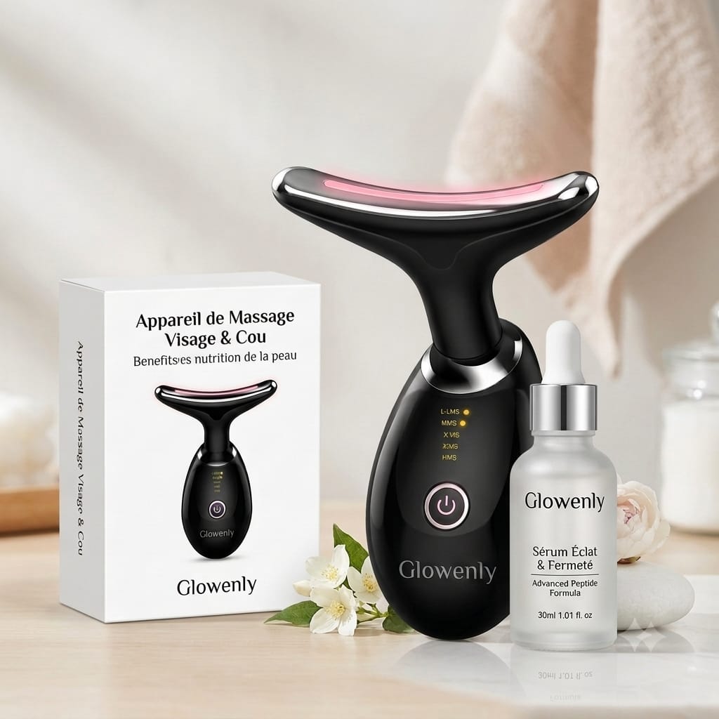 Masseur Visage LED Anti-Âge Chauffant — Repulpe et Raffermit en 5 Minutes