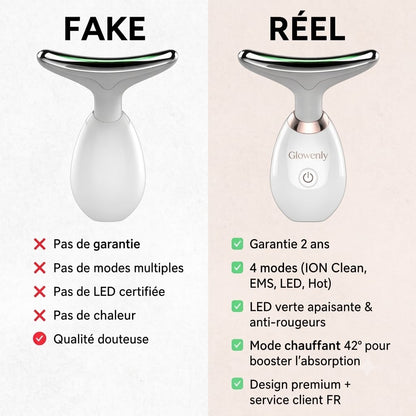 Masseur Visage LED Anti-Âge Chauffant — Repulpe et Raffermit en 5 Minutes