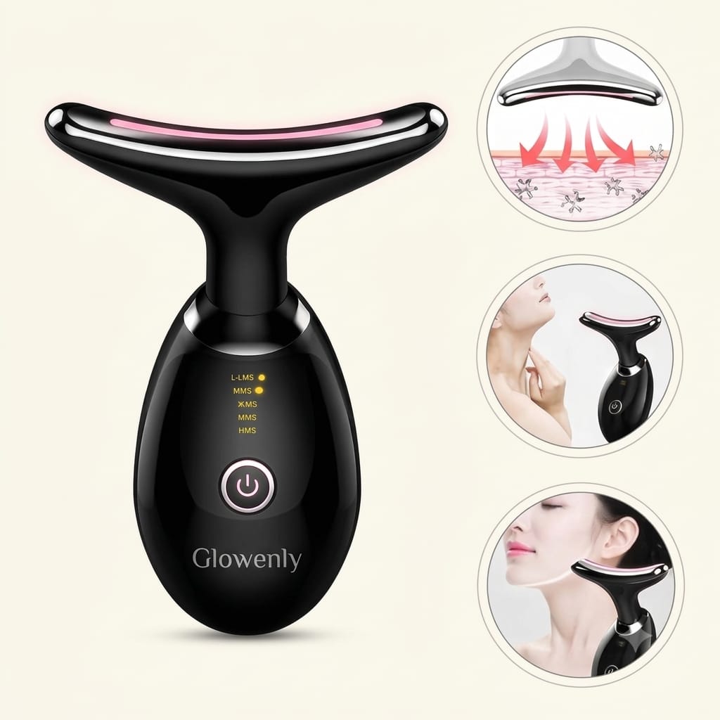 Masseur Visage LED Anti-Âge Chauffant — Repulpe et Raffermit en 5 Minutes